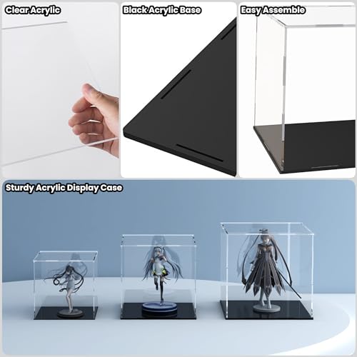 Acrylic Display Case for Collectibles and Toys, Versatile Clear Acrylic Display Box with Black Base for Action Figures and Souvenirs, 8-inch - size: 8"L x 8"W x 8"H