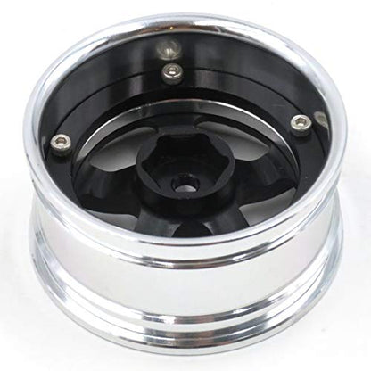 2pcs RC 1/10 Aluminum On Road Wheel Rims Hex 12mm Adjustable Offset Silver/Black Color Fit for 1:10 RC On Road Drift Touring Street Car Tire Tyre - color: Silver & Black