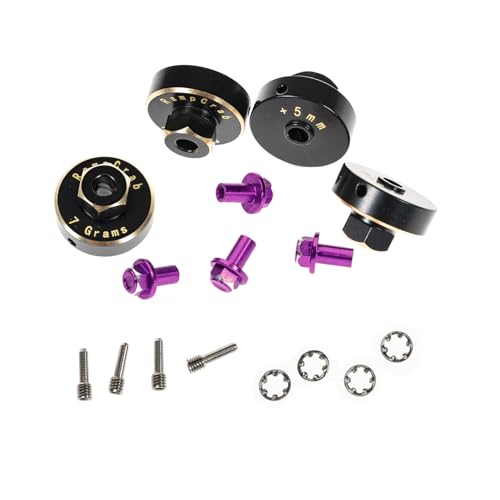 Hex Wheel hubs Extension kit +5mm for SCX24 AX24, Brass Extended Hex Hub Wheel Spacers, Upgrades Parts for SCX24 Bronco Deadbolt JLU C10 AX24, 1/24 RC Crawler Car Upgrades Accessories（Purple） - color: Purple