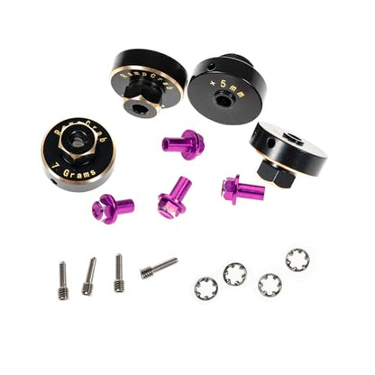 Hex Wheel hubs Extension kit +5mm for SCX24 AX24, Brass Extended Hex Hub Wheel Spacers, Upgrades Parts for SCX24 Bronco Deadbolt JLU C10 AX24, 1/24 RC Crawler Car Upgrades Accessories（Purple） - color: Purple