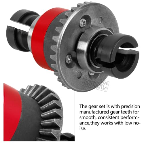 RC 30T 0.8Mod V2 Steel Metal Differential Assembled Differential Upgrades Part for 1/18 Granite,Typhon,Mojave Grom Mega 380 Rc Car.Main Gear & Differential Case Hops Up,Red(2PCS) ARA311177V2