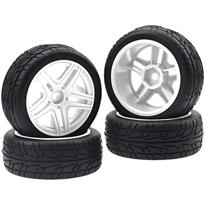 OD2.75'' 12mm Hex Hub Wheel Rims Nylon & Rubber Tires Compatible with HSP Tamiya HPI Kyosho Traxxas WLtoys 1/10 1/12 On-Road Touring Car,Wltoys 144001 Traxxas 1/16 Slash RC Buggy (White) - color: White