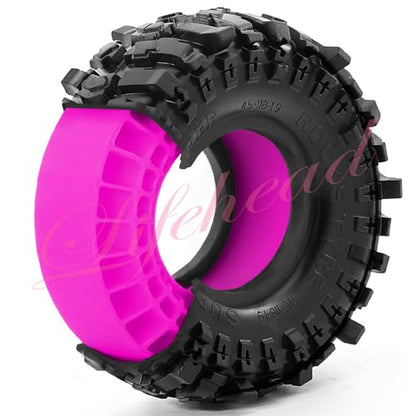 Lifehead 1.9 inch Silicone insert tires - All Terrain Pliable Rubber Tires for 1/10 RC Crawler Car TRAXXAS TRX4 TRX6 Axial SCX10 90046 90047 SCX10 III AXI03007 Tamiya CC01 YK4102/4.6" Outer Diameter - color: Pink