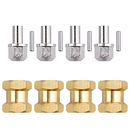 4PCS CrazyHobby Brass RC 12mm Wheel Hubs Extensions Wheel Spacers Hex Drive Adapter for 1/10 RC Crawler Axial SCX10 & SCX10 II 90046 D90 (15mm) - size: 15mm