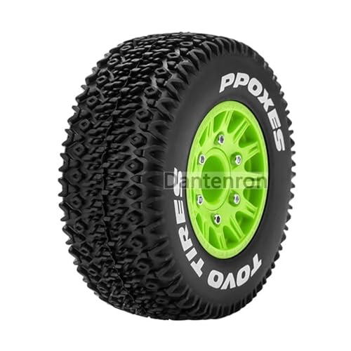 1/10 1/8 Truck Wheels and Tires 12mm 14mm 17mm Hex OD 4.41" RC Short Course Tires for 1:8 1:10 Off Road Truck Car Traxxas Slash 2WD 4×4 Rc4wd Arrma Senton Axial Losi Redcat 4PCS (Green) - color: Green