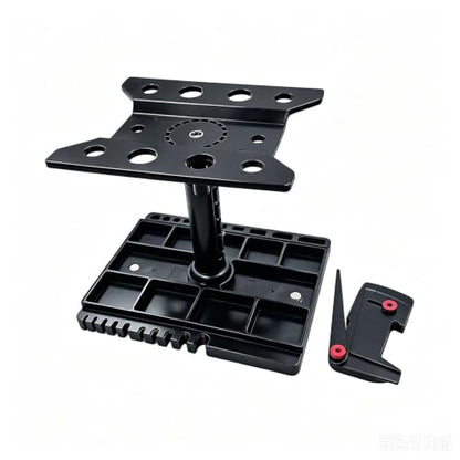 RC Car Work Stand Repair Workstation 360 Degree Rotation Lift Lower w/Screw Tray Tools for 1/10 1/12 1/16 Scale Wltoys HBX Traxxas RC car etc