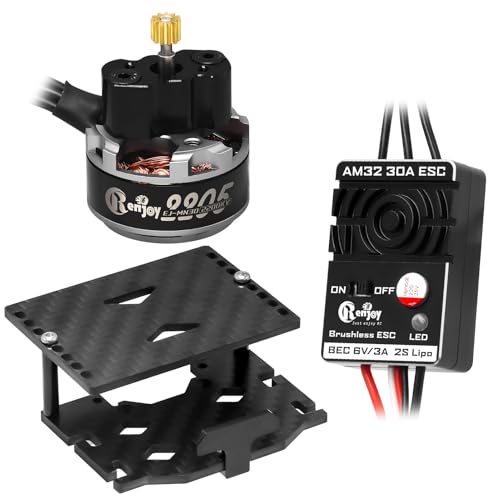 2205 2200KV Brushless Outrunner Motor with Mount and 30A Brushless ESC Electric Speed Controller & Receiver ESC Battery Tray for TRX4M 1/18 Remote Control Crawler Upgrade - size: Motor & ESC & Battery Tray