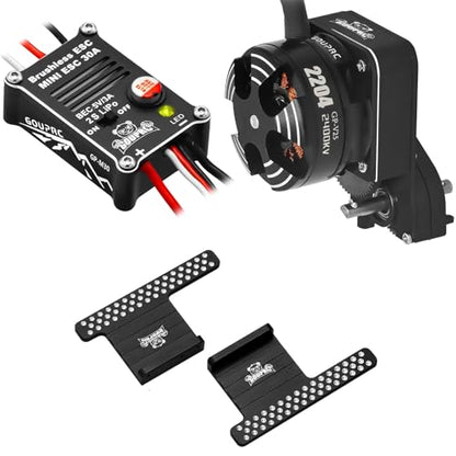 GOUPRC 2204 2400KV Brushless Outrunner Motor with Transmission & 30A Brushless Esc with Pedals for SCX24 RC Crawler Axial 1/24 RC Car Truck - style: Motor+ ESC+Pedals Black