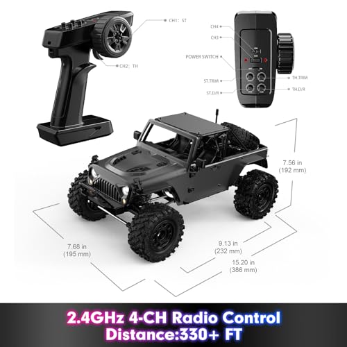 HYPER GO H12Y 1/12 Brushless 4X4 RC Rock Crawlers for Adults with 3 Battery (2 x 2000 mAh and 1 x 3000 mAH Battery and 2 Charging Cable Include) d