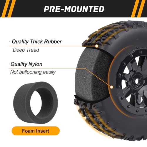1/10 Short Course Truck Tires and Wheels Tyres for Traxxas HSP Tamiya HPI Kyosho Losi Redcat Racing RC Model Car, Set of 4 (Style A) - style: Style A