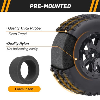 1/10 Short Course Truck Tires and Wheels Tyres for Traxxas HSP Tamiya HPI Kyosho Losi Redcat Racing RC Model Car, Set of 4 (Style A) - style: Style A