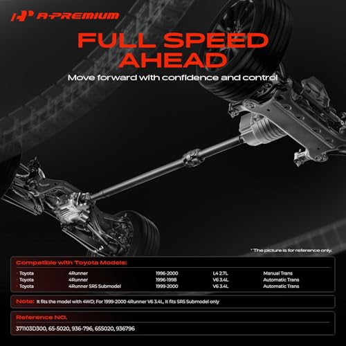 A-Premium Rear Drive Shaft Driveshaft Assembly [4WD] Compatible with Toyota | for 96-98 3.4L Auto Trans, 4Runner SR5 99-00 3.4L Auto Trans, 4Runner 96-00 2.7L Manual Trans, Replace# 371103D300 - style: Fit 1996-2000 4Runner 3.4L 2.7L 4WD