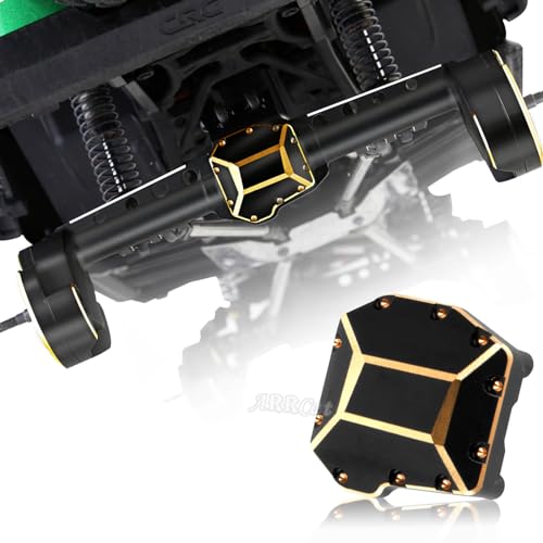 RC Upgrades Part for SCX10 III,Aluminum Front Rear Portal Axles/Brass Axle Diff Cover/Front Inner Portal Covers Steering Knuckles/Portal Covers Weights,Black