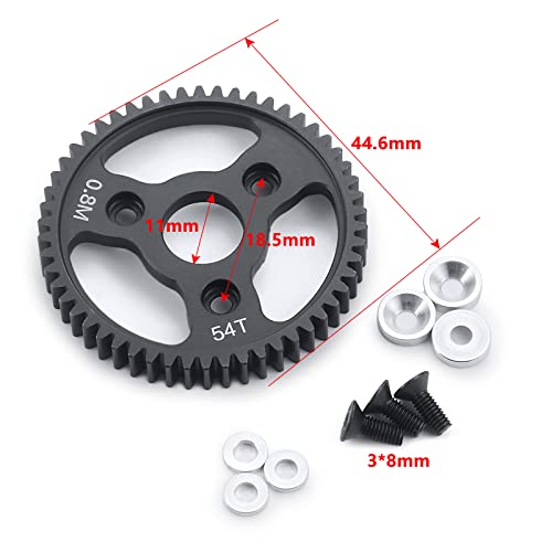 Carbon Steel 54T Spur Main Gear 32P 0.8M for 1/10 Tra-xxas Slash | Platinum Rustler Stampede 4x4 VXL 2WD Jato Rally E-REVO Summit T-Maxx - size: 54T
