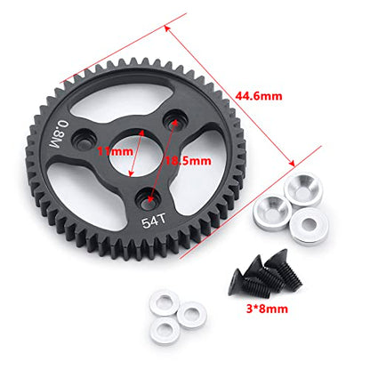 Carbon Steel 54T Spur Main Gear 32P 0.8M for 1/10 Tra-xxas Slash | Platinum Rustler Stampede 4x4 VXL 2WD Jato Rally E-REVO Summit T-Maxx - size: 54T