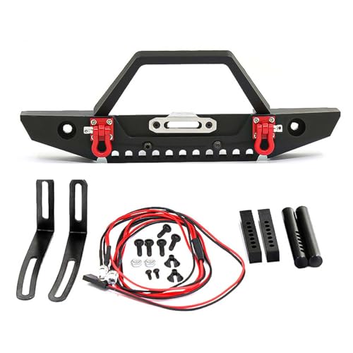 Metal Front Bumper with LED Light Upgrade Part for 1:10 RC Crawler Car TRX-4 SCX10