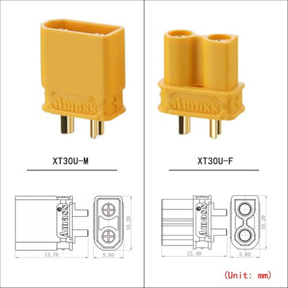ELFCULB 10 Pairs Amass XT30U Connectors, XT30 Upgrade Male Female Connectors for Mini-UAV Robot (Black) - color: 10 Pairs XT30U