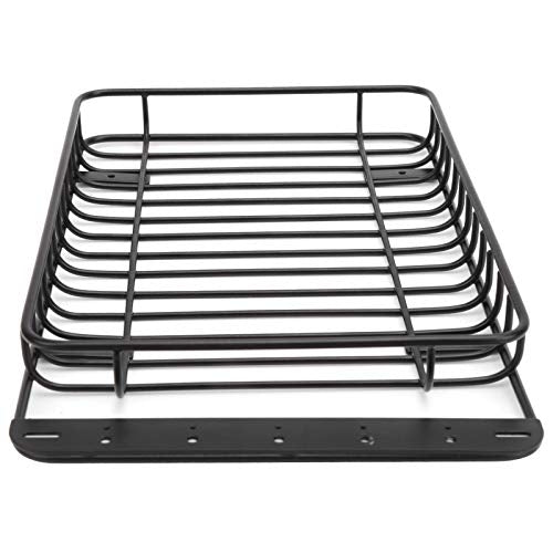 RC Roof Rack Metal Luggage Carrier for - 4 and Axial SCX10, Lightweight Simulated Roof Rack with 5 LED Lights, Black RC Car Accessory