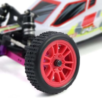 4PCS Pre-Mounted Pin Buggy RubberTires and Wheel Rims Set 7MM Hexagon for 1/24 Losi Micro-B RC Car Upgrades Parts (Blue) - color: Blue