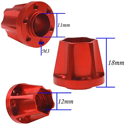 ShareGoo Aluminum 12mm Wheel Hex Hub Extension Adapter Compatible with 1.9 2.2inch Beadlock Wheel Rim Axial SCX10 TRX-4 Gen7 D90 1/10 RC Crawler Car (18mm) - size: 18mm