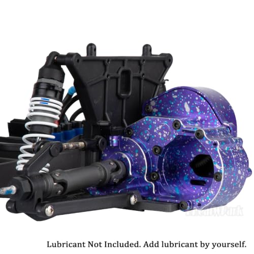 Aluminum Gearbox Transmission Case w/Spur Gear Upgrades Part for 1/10 Slash/Rustler/Stampede/Bandit 2WD (VXL) Drag Slash/Bigfoot,RC Gearbox Hops Up,Replace #9495,Colorful(Purple Blue Tone) - color: Colorful(purple Blue Tone) - (Gearbox)