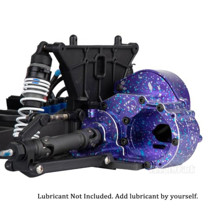 Aluminum Gearbox Transmission Case w/Spur Gear Upgrades Part for 1/10 Slash/Rustler/Stampede/Bandit 2WD (VXL) Drag Slash/Bigfoot,RC Gearbox Hops Up,Replace #9495,Colorful(Purple Blue Tone) - color: Colorful(purple Blue Tone) - (Gearbox)