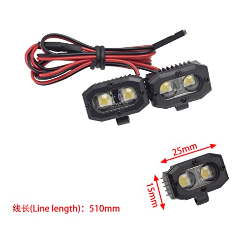 DKKY RC Car Lights LED Spotlights 1/10 Scale RC Crawler Accessories for Axial SCX10 90046 Traxxas TRX4 TRX6 Wraith RR10 MST Redcat Gen8 (2 Dual Lights Without Controller) - style: 2 Dual Lights without Controller