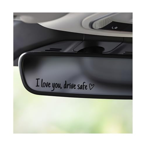 3 PCS I Love You Drive Safe Mirror Sticker, Cute Drive Reminder Windshield Decal Self Affirmation Decoration, Waterproof Safe Driving Rearview Mirror Sticker for Girls Women (Black) - color: Black