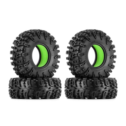 INJORA 1.3 Swamp Claw Tires and Inserts for 1/18 1/24 RC Crawler (Green) - color: Green