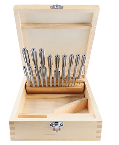Accusize Industrial Tools 1-13 mm by 0.5 mm High-speed Steel Chucking Reamer Set in a Fitted Case, Set of 25 Pieces, 5500-SB00 | 25 Pc Set in Fitted Case, Straight Shank, Straight Flute, +0.0001 to +0.0005 in Tolerance, 5500-SB00
