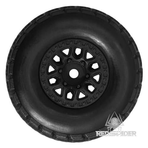 REDSPIDER • RC Short Course Truck Tires and Wheels(4PCS) Hex 12mm Rubber Vacuum Tyres OD 2.56" for Traxxas Tamiya Kyosho HPI for 1/14 1/16 1/18 RC Off On Road ARRMA Mojave GROM Rally Car (Black)