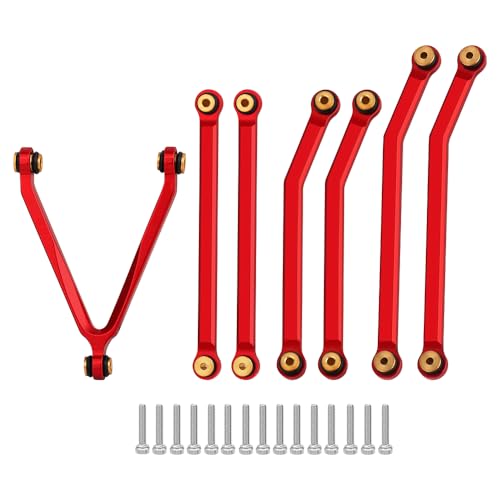 Aluminum High Clearance Suspension Links for Axial SCX24 AXI00001 C10 AXI00002 Jeep 1/24 RC Crawler Car Upgrades (Red) - color: Red