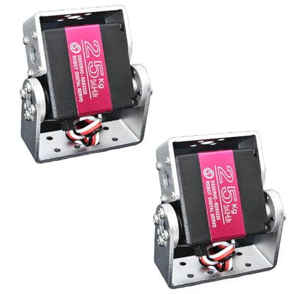 2Pcs 25KG Digital RC Servo RDS3225 Waterproof High Torque Full Metal Gear Dual Shafts Robot Servos with U Mounting Bracket for 1/8 1/10 RC Car Crawler Buggy DIY Robotic Projects 270 Degree
