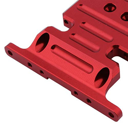 Hobbypark Aluminum Center Frame Brace Transmission Skid Plate for AXIAL SCX10 1/10 RC Rock Crawler Car Option Parts (Red) - color: Red
