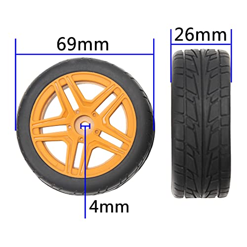 OD2.75'' 12mm Hex Hub Wheel Rims Nylon & Rubber Tires Compatible with HSP Tamiya HPI Kyosho Traxxas WLtoys 1/10 1/12 On-Road Touring Car,Wltoys 144001 Traxxas 1/16 Slash RC Buggy (Brown) - color: Brown