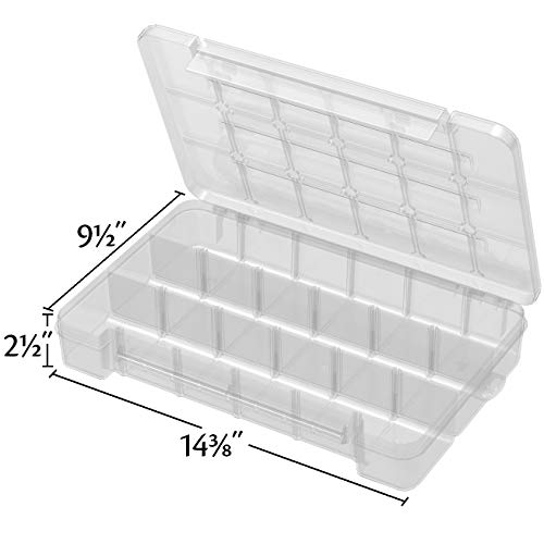 Akro-Mils 05905 Plastic Portable Parts Storage Case for Hardware and Crafts with Hinged Lid and 5 Adjustable Dividers, (14-3/8-Inch x 9-1/2-Inch x 2-1/2-Inch), Large, Clear - size: Large, style: 1-Pack