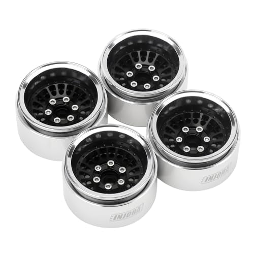 INJORA Turbine 1.9" Aluminum Wheel Offset -10mm for 1/10 RC Crawler（Black - color: Black