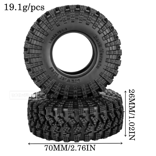 1.3" RC Crawler Tire Skins,Multi-Terrain Soft Sticky Rubber Tires(70 * 26mm) for TRX4 SCX24 FCX24 Ascent-18 1/18 1/24 Off-Road RC Car Upgrade Parts,4PCS (Style C) - style: StyleC(4PCS)
