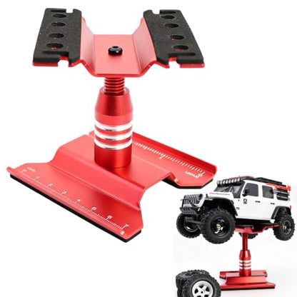 1/30 1/32 Aluminum RC Car Repair Stand Workstation 360° Rotating Tool (Red) | for Axial scx30 Redcat Ascent-32 Crawler Station Kit Display Setup Height Adjustable - color: Red