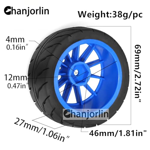 1/10 RC On Road Racing Tires and Wheels 12mm Hex OD 2.72'' RC Rally Street Tyres for 1:10 Scale Touring Drift Car Tamiya TT01 TT02 XV01 TA06 A959 PTG2 HPI KYOSHO HSP Traxxas 4PCS (White) - color: White