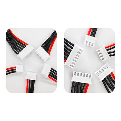 10PCS JST-XH 2S-6S Balance Extension Cable, 3.9" 22AWG Silicone Lead Wire for LiPo Battery Charger, RC Balance Plug Connector Adapter 2S 3S 4S 5S 6S(2pcs Each) - size: 2S-6S