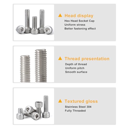 M5 x 10mm 20mm 30mm 40mm Hex Socket Head Cap Screws Bolts and Nuts, Stainless Steel 304, Bright Finish, Metric Allen Drive, Fully Thread, Assortment Kit 80PCS - size: Socket M5x10-40mm+Nuts