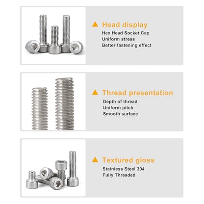 50PCS M5 x 50mm 60mm 70mm 80mm, Hex Socket Head Cap Screws Bolts Nuts Kit, Stainless Steel 304, Metric Allen Drive, Fully Threaded - size: Socket M5x50/60/70/80mm