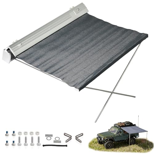1/18 RC Car Simulated Side Tent Roof-Mounted Wear Resistant Awning Metal Practical Rain Shelter Tent Easy Installation DIY Upgrade Parts for Traxxas TRX4M RC Crawler Truck Buggy Fittings (Silver) - color: Silver
