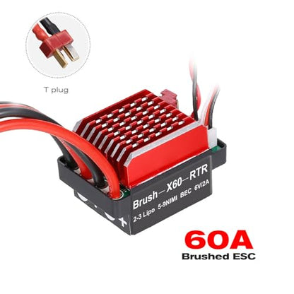 HUIOP 540 Brushed Motor RC Crawler Motor 55T 3-Slot and 60A ESC RC Car ESC Brushed Electric Speed Controller 6V/2A BEC for 1/10 RC Car