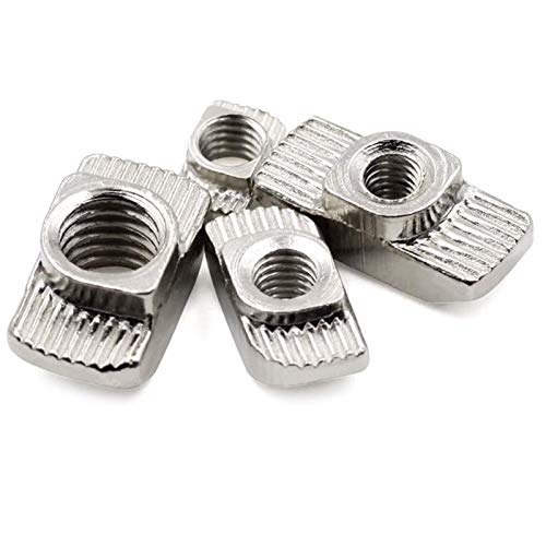 50pcs 4040 Series M8 Thread T Nuts Hammer Head Fastener Nut Sliding T-Nut,Nickel Plated Carbon Steel Nut for 40 Series Aluminum Extrusion Profile T Slot 8mm (4040 Series M8) - size: 4040 Series M8