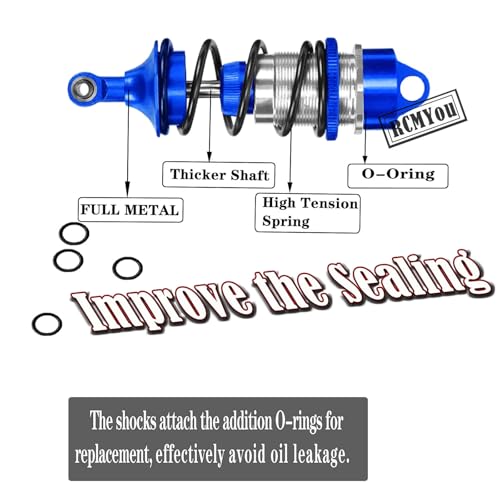 Shock Absorber Upgrades for 1/7 Felony 6S BLX,Infraction 6S BLX,Limitless Roller Speed Bash,4Pcs Front Rear RC Shocks Damper Parts,Adjustable Hop Ups,Replace #ARA330627,Navy Blue - color: Navy Blue