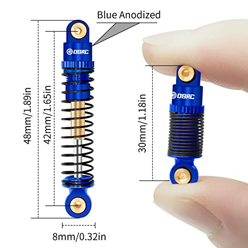 OGRC Shocks Absorber Aluminum Front & Rear Shock Damper RC Shocks for Axial SCX24 C10 JLU Deadbolt Gladiator Bronco Upgrade Parts (Blue) - color: Blue