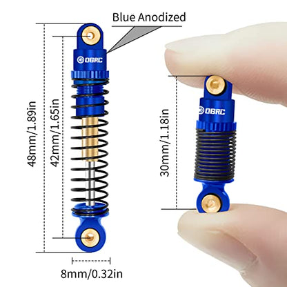 OGRC Shocks Absorber Aluminum Front & Rear Shock Damper RC Shocks for Axial SCX24 C10 JLU Deadbolt Gladiator Bronco Upgrade Parts (Blue) - color: Blue