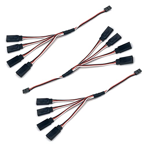 5pcs JR Y Connector Servo Extension Cable 3 Pin JR Plug Splitters 1 Male to 4 Female Servo Y Extension Connector for RC Models Cars Plane Helicopter Drone - style: 1 Male to 4 Female